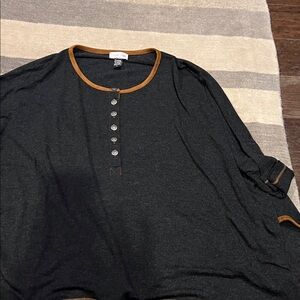 Tasha Polizzi Black Shirt with Brown Trim